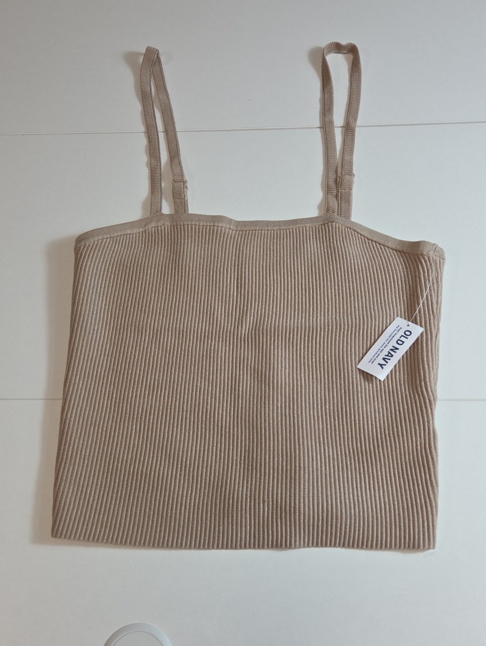 Old Navy Tan Ribbed Sweater Tank Adjustable Straps Size L NWT
